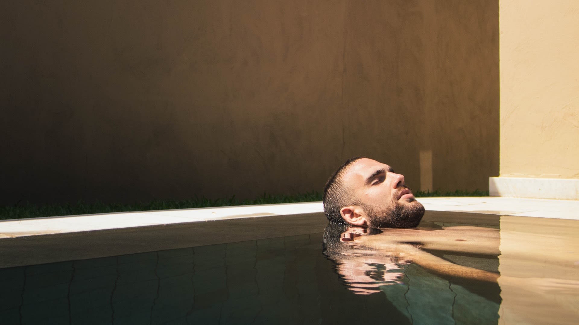 Spas are for men and man relaxing in pool